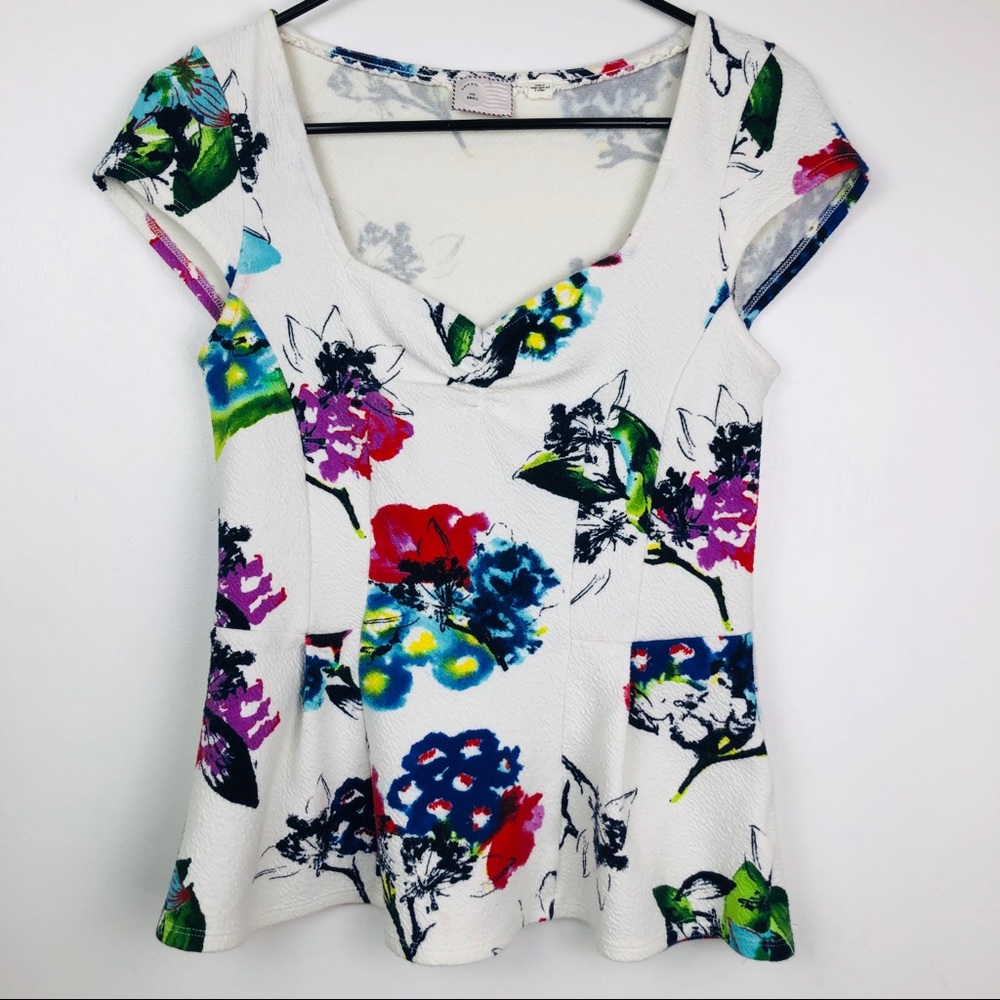 Anthro Peplum Top by Postage Stamp Size Small
